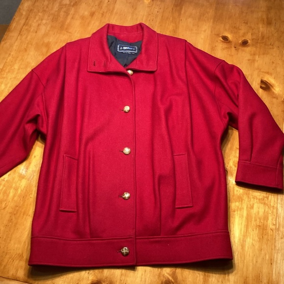 J Gallery Vintage Wool Blend Red Peacoat - Picture 5 of 13